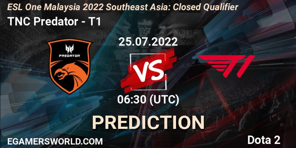 TNC Predator contre T1 : prédiction de match. 25.07.2022 at 06:30. Dota 2, ESL One Malaysia 2022 Southeast Asia: Closed Qualifier