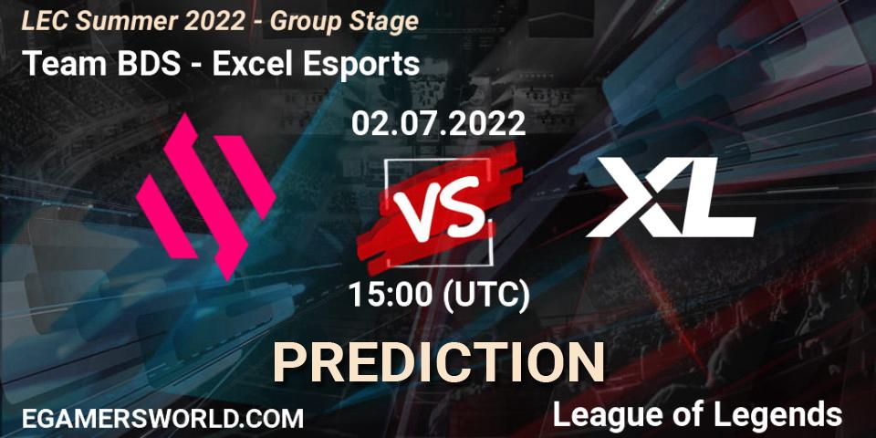 Team BDS contre Excel Esports : prédiction de match. 02.07.2022 at 15:00. LoL, LEC Summer 2022 - Group Stage