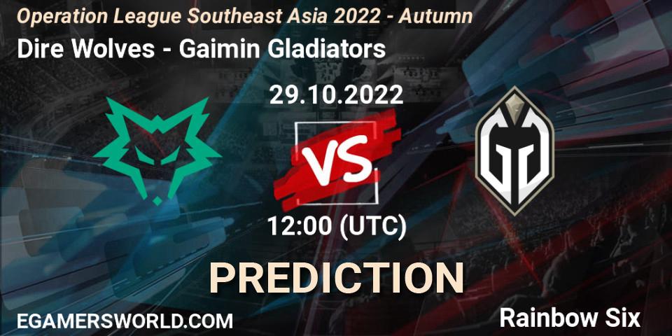 Dire Wolves contre Gaimin Gladiators : prédiction de match. 29.10.2022 at 11:30. Rainbow Six, Operation League Southeast Asia 2022 - Autumn