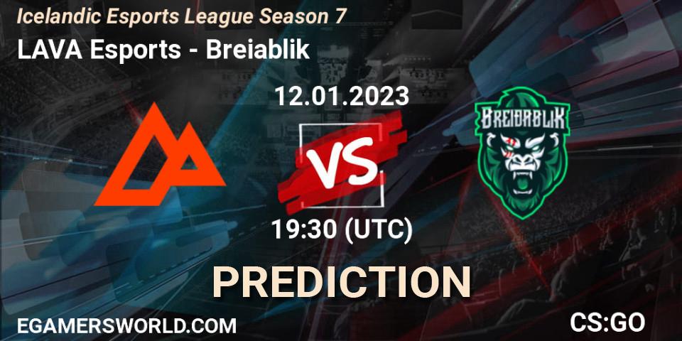 LAVA Esports contre Breiðablik : prédiction de match. 10.01.2023 at 20:30. Counter-Strike (CS2), Icelandic Esports League Season 7