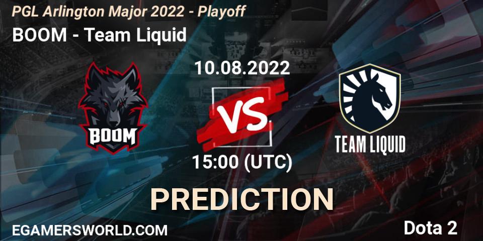 BOOM contre Team Liquid : prédiction de match. 10.08.2022 at 15:19. Dota 2, PGL Arlington Major 2022 - Playoff