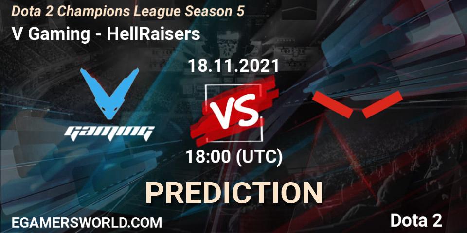 V Gaming contre HellRaisers : prédiction de match. 18.11.2021 at 18:07. Dota 2, Dota 2 Champions League 2021 Season 5