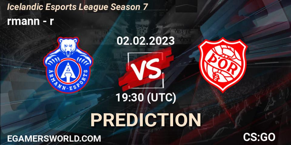 Ármann contre Þór : prédiction de match. 02.02.23. CS2 (CS:GO), Icelandic Esports League Season 7