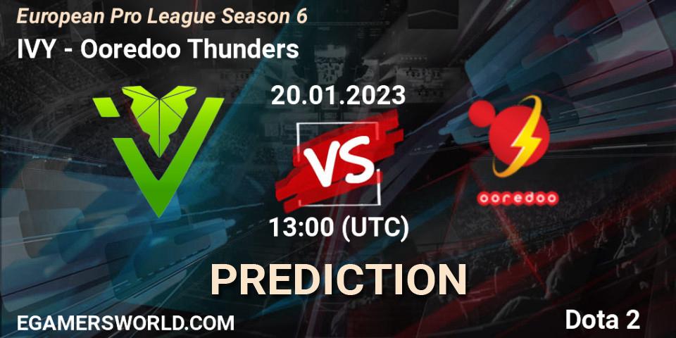 IVY contre Ooredoo Thunders : prédiction de match. 20.01.2023 at 14:06. Dota 2, European Pro League Season 6