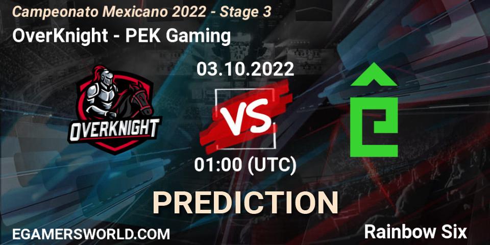 OverKnight contre PÊEK Gaming : prédiction de match. 03.10.2022 at 01:00. Rainbow Six, Campeonato Mexicano 2022 - Stage 3