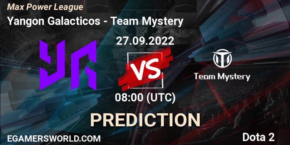 Yangon Galacticos contre Team Mystery : prédiction de match. 27.09.2022 at 05:19. Dota 2, Max Power League