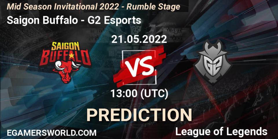 Saigon Buffalo contre G2 Esports : prédiction de match. 21.05.2022 at 13:00. LoL, Mid Season Invitational 2022 - Rumble Stage