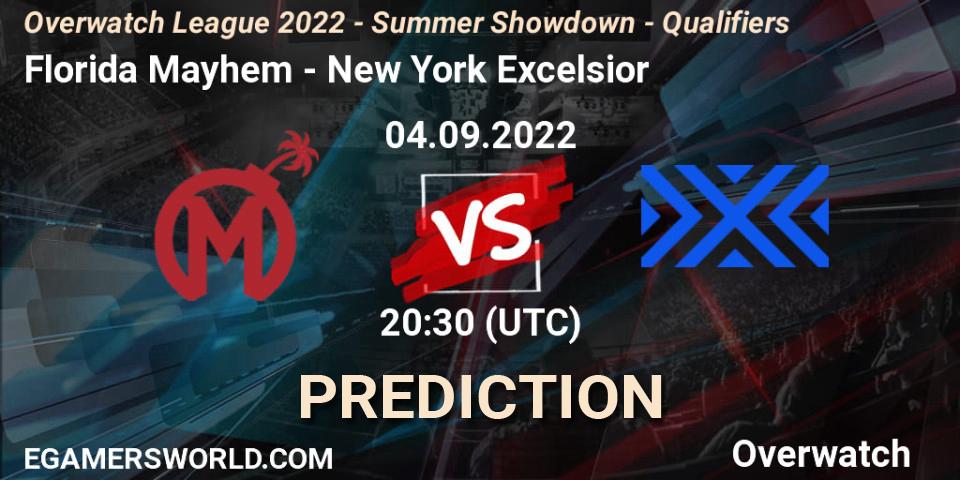 Florida Mayhem contre New York Excelsior : prédiction de match. 04.09.2022 at 20:30. Overwatch, Overwatch League 2022 - Summer Showdown - Qualifiers
