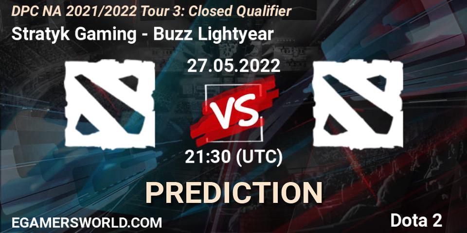 Stratyk Gaming contre Buzz Lightyear : prédiction de match. 27.05.2022 at 21:38. Dota 2, DPC NA 2021/2022 Tour 3: Closed Qualifier
