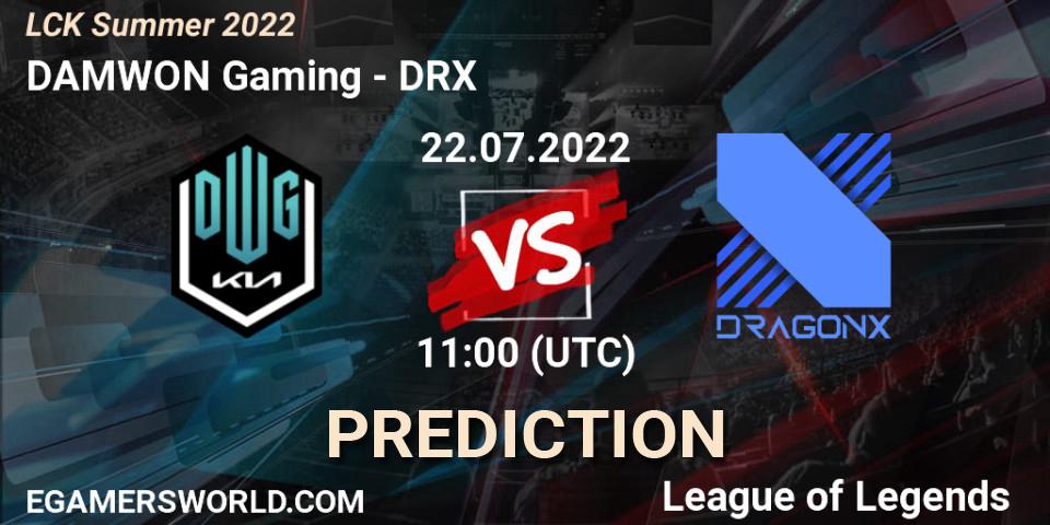 DAMWON Gaming contre DRX : prédiction de match. 22.07.2022 at 11:00. LoL, LCK Summer 2022