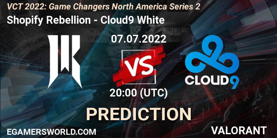 Shopify Rebellion contre Cloud9 White : prédiction de match. 07.07.2022 at 20:10. VALORANT, VCT 2022: Game Changers North America Series 2