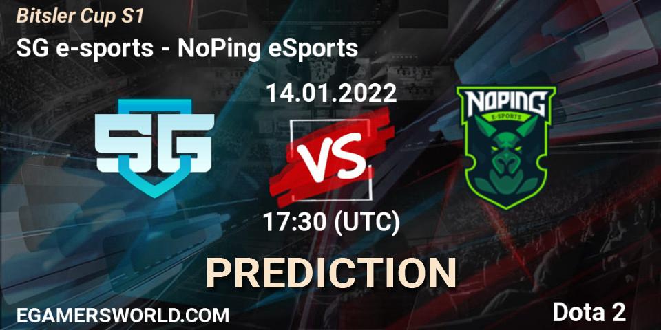 SG e-sports contre NoPing eSports : prédiction de match. 14.01.2022 at 17:37. Dota 2, Bitsler Cup S1