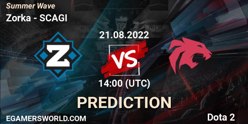 Zorka contre SCAGI : prédiction de match. 18.08.2022 at 14:07. Dota 2, Summer Wave