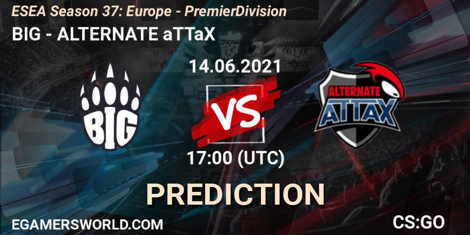 BIG contre ALTERNATE aTTaX : prédiction de match. 14.06.2021 at 17:00. Counter-Strike (CS2), ESEA Season 37: Europe - Premier Division