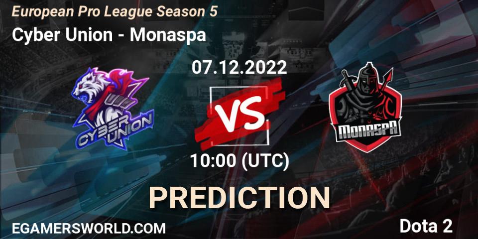 Cyber Union contre Monaspa : prédiction de match. 07.12.22. Dota 2, European Pro League Season 5