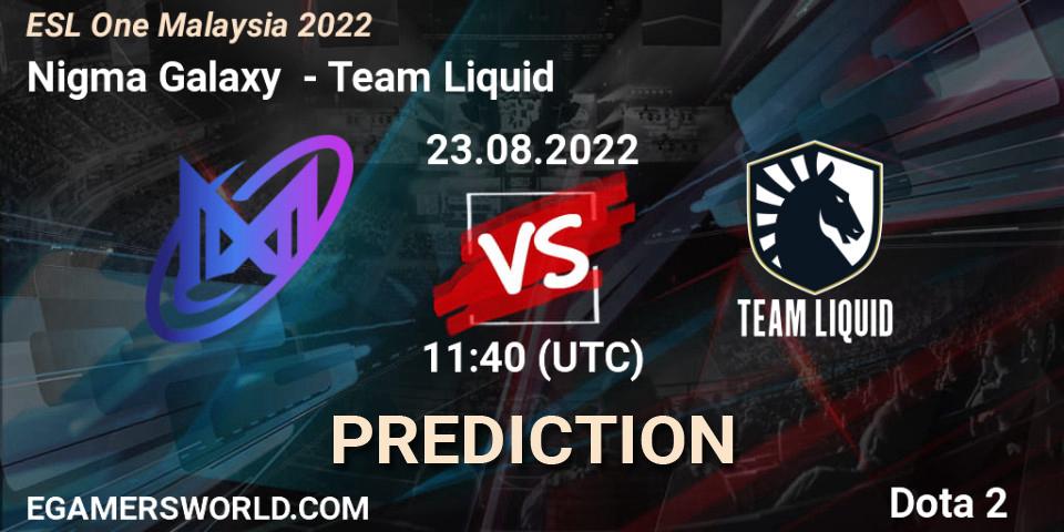 Nigma Galaxy contre Team Liquid : prédiction de match. 23.08.22. Dota 2, ESL One Malaysia 2022