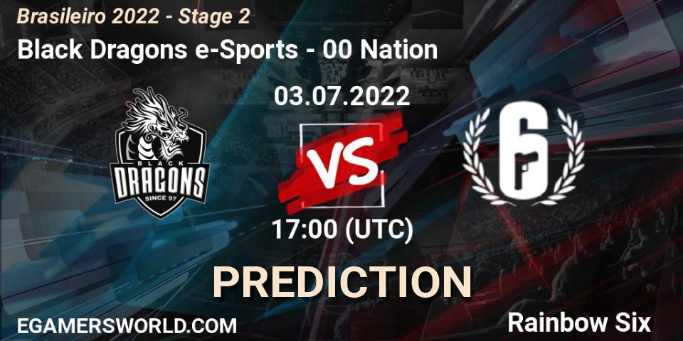 Black Dragons e-Sports contre 00 Nation : prédiction de match. 03.07.2022 at 17:00. Rainbow Six, Brasileirão 2022 - Stage 2