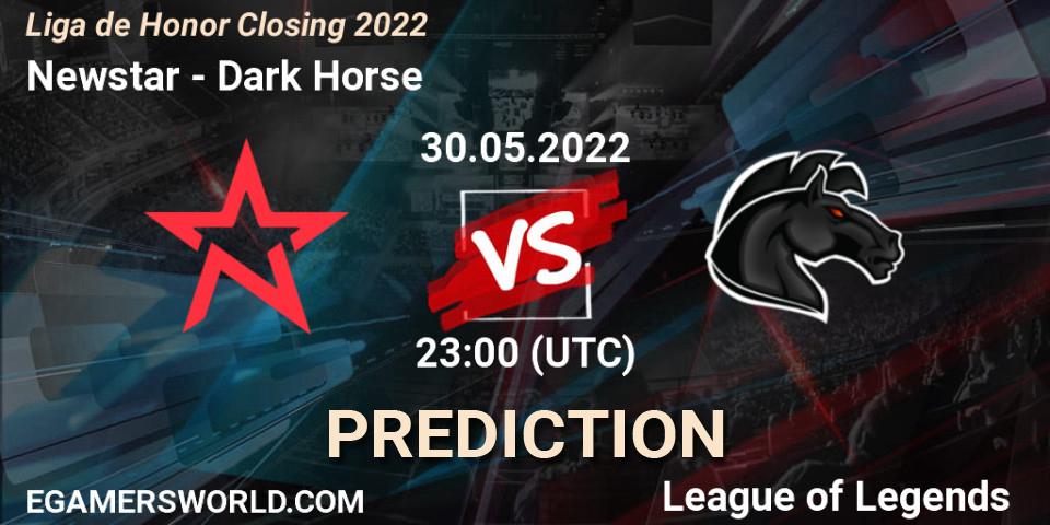 Newstar contre Dark Horse : prédiction de match. 30.05.2022 at 23:00. LoL, Liga de Honor Closing 2022