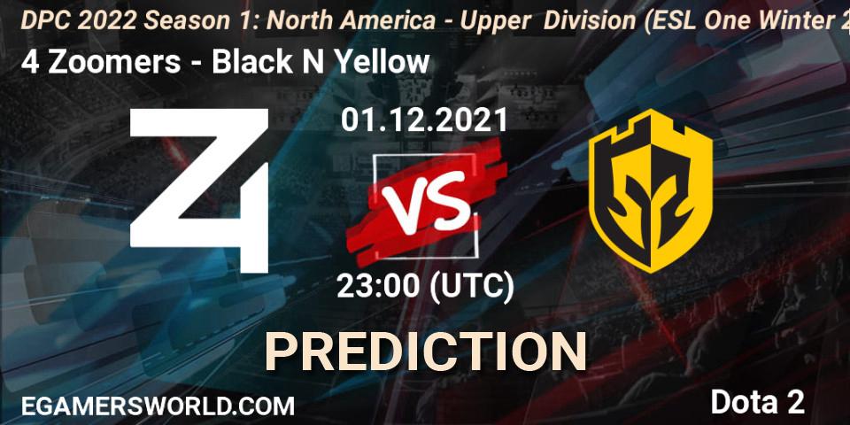 4 Zoomers contre Black N Yellow : prédiction de match. 01.12.2021 at 23:17. Dota 2, DPC 2022 Season 1: North America - Upper Division (ESL One Winter 2021)