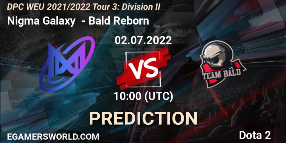 Nigma Galaxy contre Bald Reborn : prédiction de match. 02.07.2022 at 09:55. Dota 2, DPC WEU 2021/2022 Tour 3: Division II