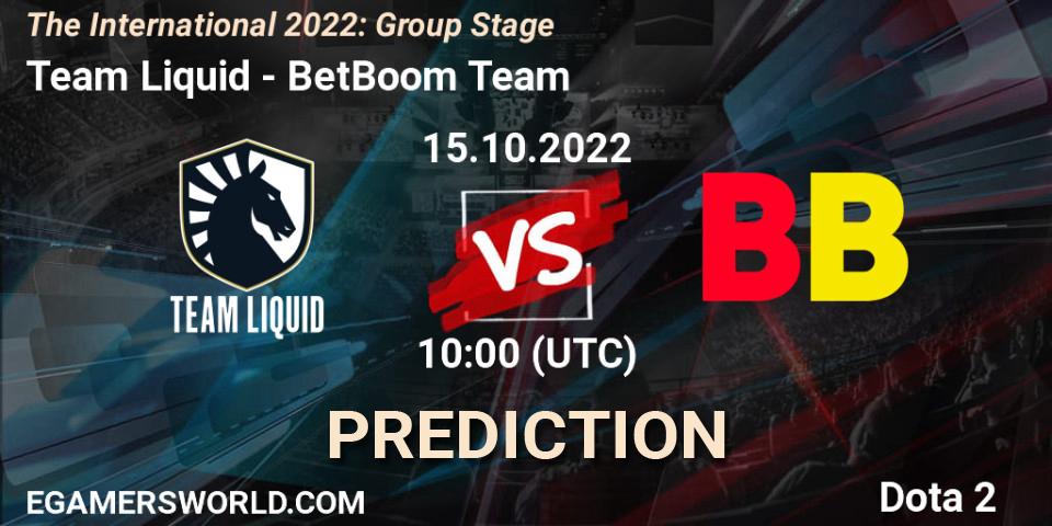 Team Liquid contre BetBoom Team : prédiction de match. 15.10.2022 at 11:21. Dota 2, The International 2022: Group Stage