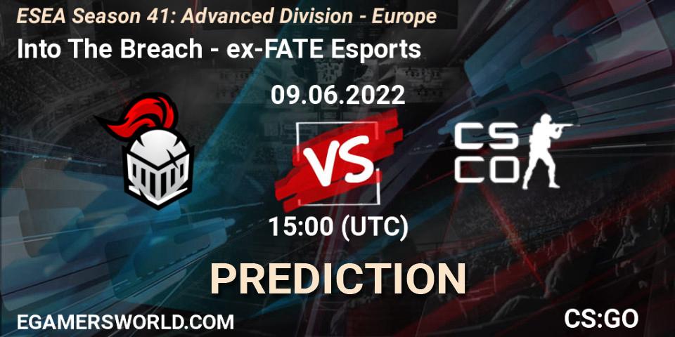 Into The Breach contre ex-FATE Esports : prédiction de match. 09.06.2022 at 15:00. Counter-Strike (CS2), ESEA Season 41: Advanced Division - Europe