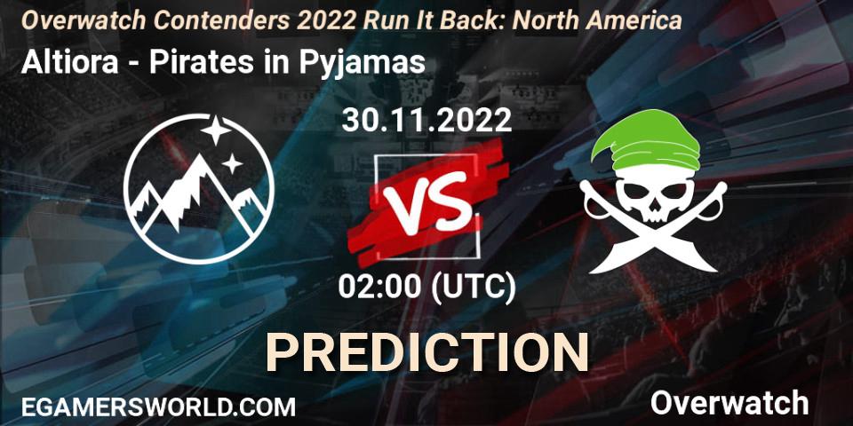 Altiora contre Pirates in Pyjamas : prédiction de match. 30.11.2022 at 02:00. Overwatch, Overwatch Contenders 2022 Run It Back: North America