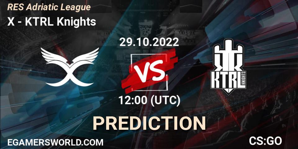 X contre KTRL Knights : prédiction de match. 29.10.2022 at 12:00. Counter-Strike (CS2), RES Adriatic League
