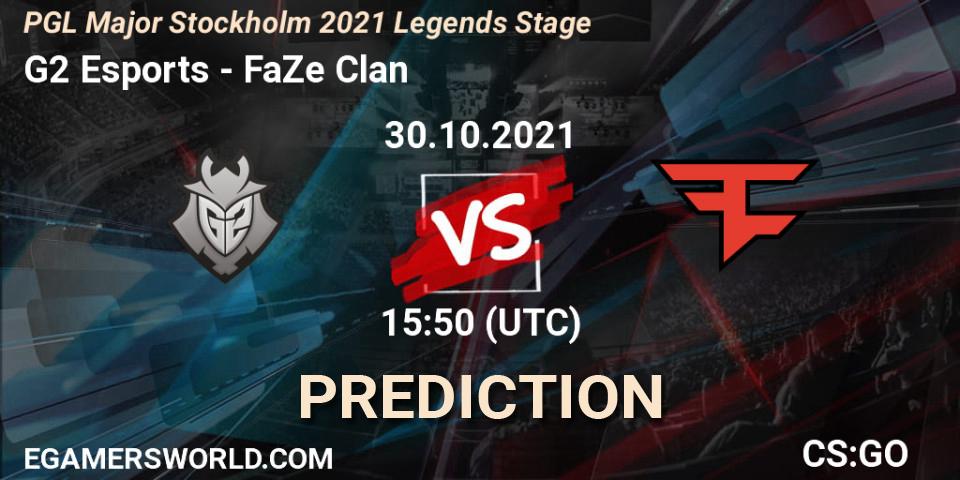 G2 Esports contre FaZe Clan : prédiction de match. 30.10.2021 at 15:50. Counter-Strike (CS2), PGL Major Stockholm 2021 Legends Stage