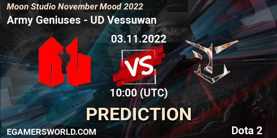 Army Geniuses contre UD Vessuwan : prédiction de match. 03.11.22. Dota 2, Moon Studio November Mood 2022