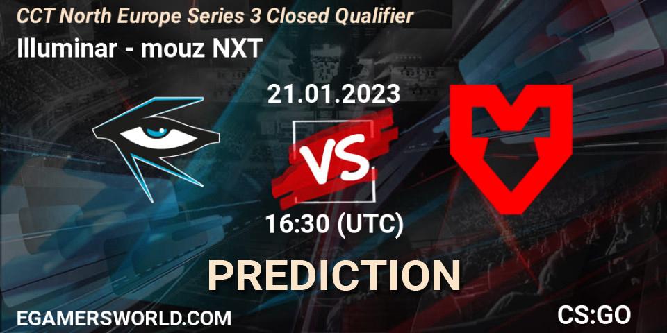 Illuminar contre mouz NXT : prédiction de match. 21.01.2023 at 16:30. Counter-Strike (CS2), CCT North Europe Series 3 Closed Qualifier