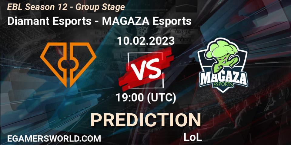 Diamant Esports contre MAGAZA Esports : prédiction de match. 10.02.23. LoL, EBL Season 12 - Group Stage