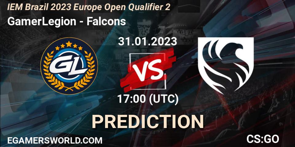 GamerLegion contre Falcons : prédiction de match. 31.01.23. CS2 (CS:GO), IEM Brazil Rio 2023 Europe Open Qualifier 2