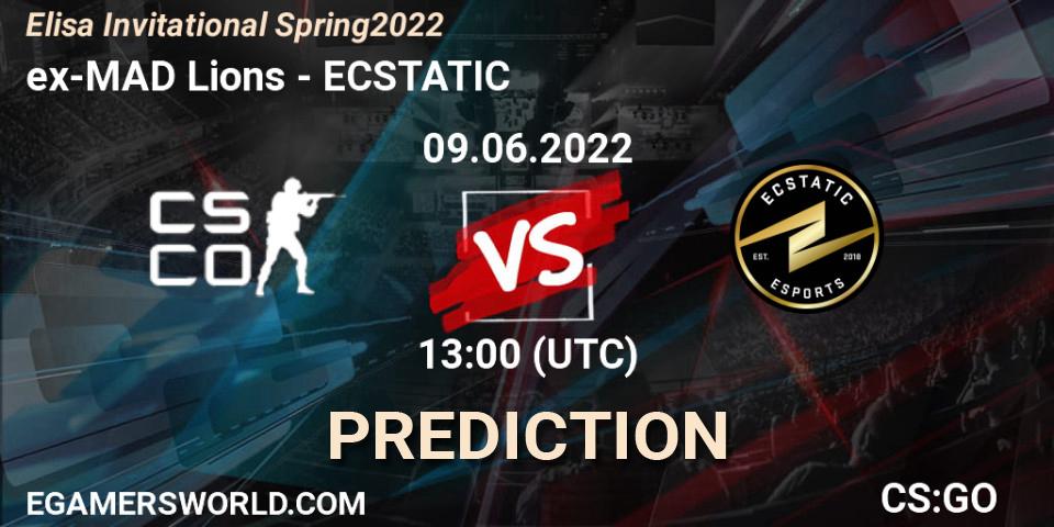 ex-MAD Lions contre ECSTATIC : prédiction de match. 09.06.2022 at 13:00. Counter-Strike (CS2), Elisa Invitational Spring 2022