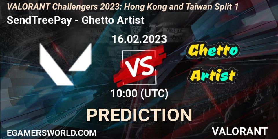 SendTreePay contre Ghetto Artist : prédiction de match. 16.02.2023 at 10:00. VALORANT, VALORANT Challengers 2023: Hong Kong and Taiwan Split 1