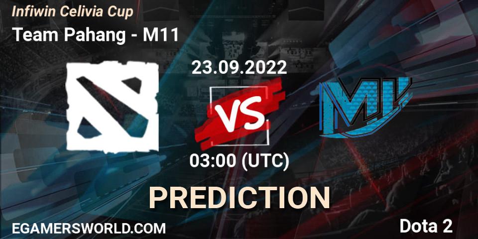 Team Pahang contre M11 : prédiction de match. 23.09.2022 at 02:58. Dota 2, Infiwin Celivia Cup 