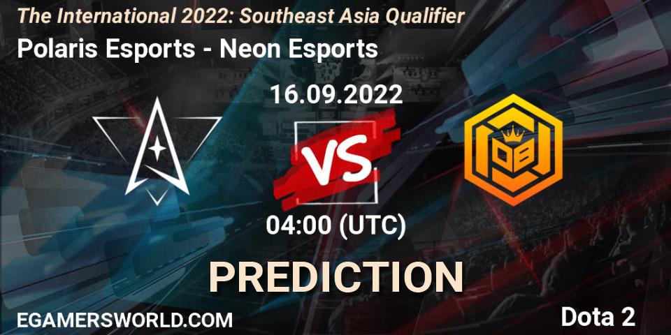 Polaris Esports contre Neon Esports : prédiction de match. 16.09.22. Dota 2, The International 2022: Southeast Asia Qualifier