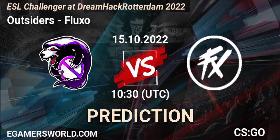 Outsiders contre Fluxo : prédiction de match. 15.10.22. CS2 (CS:GO), ESL Challenger at DreamHack Rotterdam 2022