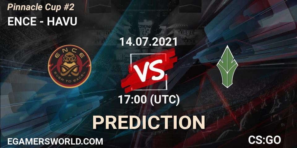 ENCE contre HAVU : prédiction de match. 14.07.2021 at 17:40. Counter-Strike (CS2), Pinnacle Cup #2