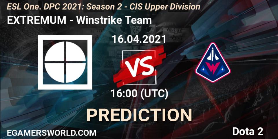 EXTREMUM contre Winstrike Team : prédiction de match. 16.04.2021 at 15:55. Dota 2, ESL One. DPC 2021: Season 2 - CIS Upper Division