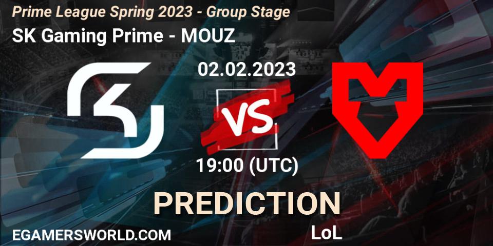 SK Gaming Prime contre MOUZ : prédiction de match. 02.02.2023 at 19:00. LoL, Prime League Spring 2023 - Group Stage