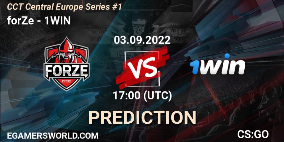 forZe contre 1WIN : prédiction de match. 03.09.2022 at 17:40. Counter-Strike (CS2), CCT Central Europe Series #1