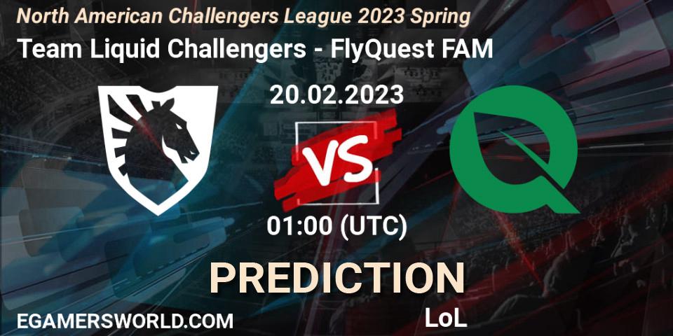 Team Liquid Challengers contre FlyQuest FAM : prédiction de match. 20.02.23. LoL, NACL 2023 Spring - Group Stage