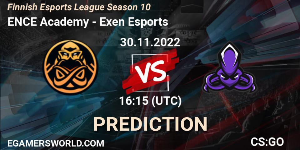 ENCE Academy contre Exen Esports : prédiction de match. 30.11.22. CS2 (CS:GO), Finnish Esports League Season 10