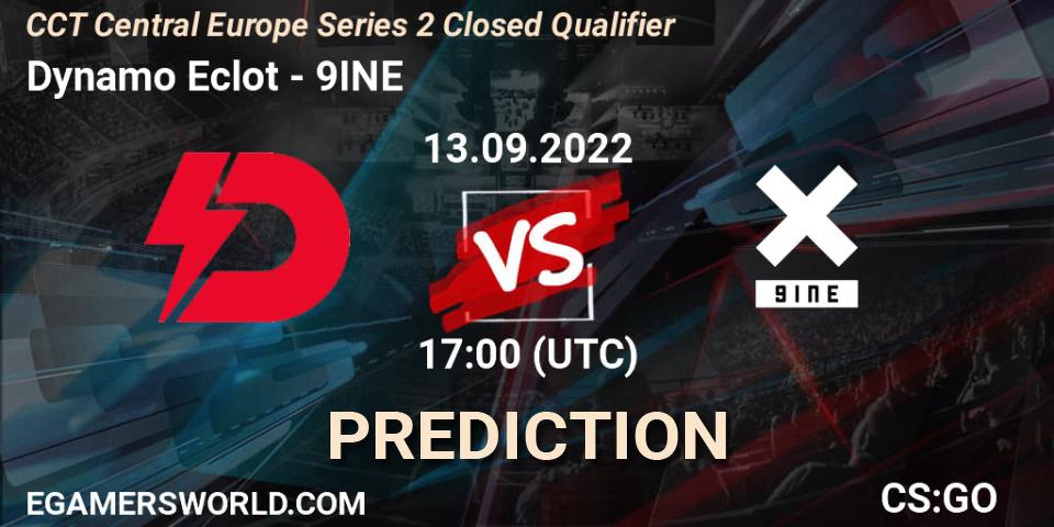 Dynamo Eclot contre 9INE : prédiction de match. 13.09.2022 at 17:00. Counter-Strike (CS2), CCT Central Europe Series 2 Closed Qualifier
