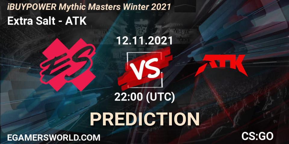 Extra Salt contre ATK : prédiction de match. 12.11.2021 at 22:05. Counter-Strike (CS2), iBUYPOWER Mythic Masters Winter 2021