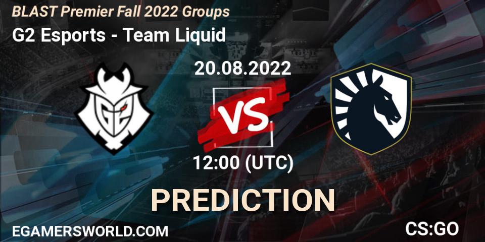 G2 Esports contre Team Liquid : prédiction de match. 20.08.2022 at 12:15. Counter-Strike (CS2), BLAST Premier Fall 2022 Groups