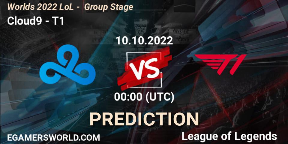 Cloud9 contre T1 : prédiction de match. 10.10.2022 at 00:00. LoL, Worlds 2022 LoL - Group Stage