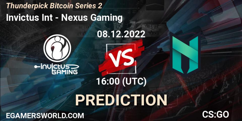 Invictus Int contre Nexus Gaming : prédiction de match. 08.12.22. CS2 (CS:GO), Thunderpick Bitcoin Series 2