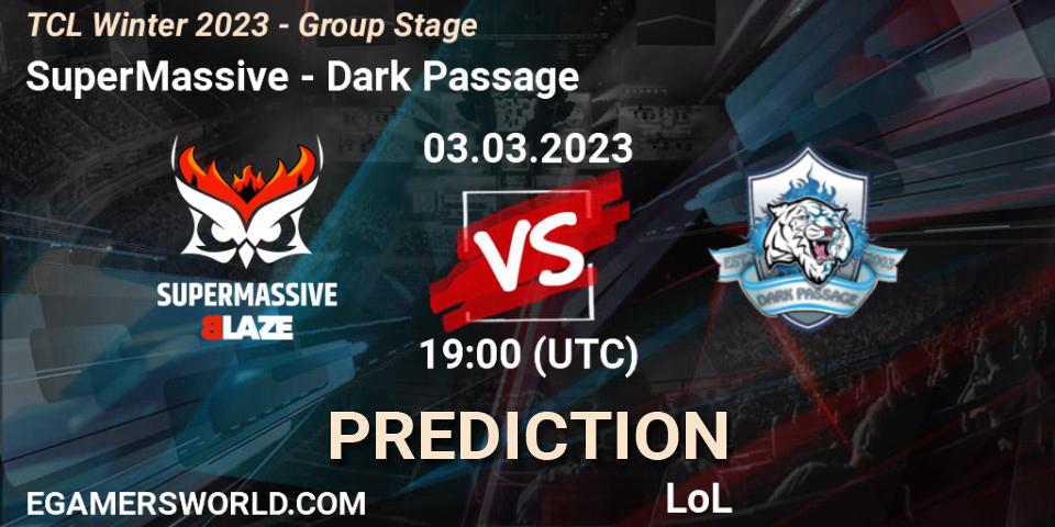 SuperMassive contre Dark Passage : prédiction de match. 10.03.23. LoL, TCL Winter 2023 - Group Stage